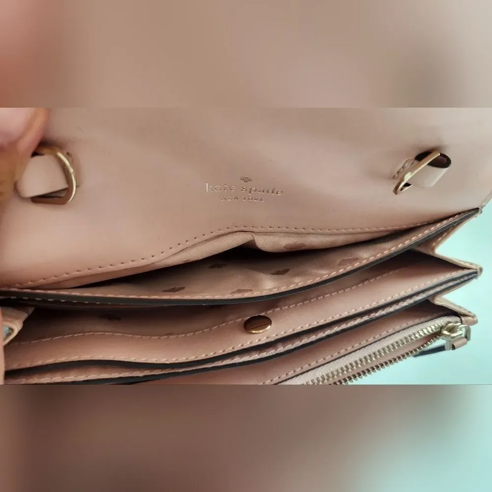 🌸Kate Spade Smooth Leather Clutch Large Wallet -Soft Pink